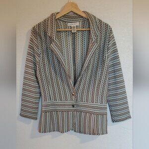 Nine West Multicolor Knit Lightweight Fitted Stretch BlazerJacket Missoni Style